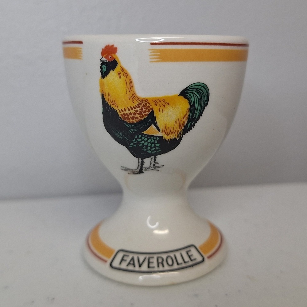 Rorstrand Sweden Motiv 9 Faverolle Rooster Chicken Porcelain Egg Cup